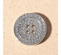 10pcs Four Eye Metal Buttons Luxury Rhinestone Decorative Round Sewing Button Suit Women's Clothing Accessories(10pcs Silver,15mm)