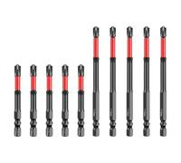 10Pcs FPH2 Impact Screwdriver Bit Set - S2 Steel 65mm & 110mm Slotted Heads with 1/4 Inch Hex Shank | CNC Machined Magnetic Tips, Cross Slot Drill Bits for Electricians & Power Tool Use