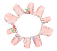10pcs French Tip Press on Nails L240 M Plastic Full Cover Pink | Detachable Reusable Design, Handmade Artistic Style, Women, Special Occasions, Nail Decor, Modern Western Aesthetics