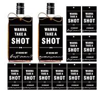 10Pcs Funny Groomsmen Proposal Cards - 4.5" x 2.5" - Jofyulmap Groomsmen Gifts & Bridesmaid Gifts for Proposal Boxes - Wanna take a shot - Humorous Wedding Party Invitations - Black