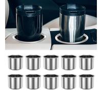 10Pcs Game Table Cup Holder Insert Stainless Steel Poker Table Drop in Cup Holder Metal Poker Game Desk Accessories Easy Install for RV Boat Car Truck Sofa Cupholder Storage Replacement(6.8x5.5CM)