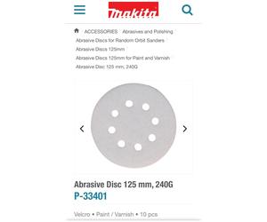 10pcs Genuine Makita 125mm 5" Sanding Discs BO5031 BO5030 BO5041- 240 Grit