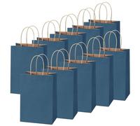 10Pcs Gift Bags Large Navy Blue Paper Party Bags for Kids Parties,Goodie Candy Sweets Bag with Handles,Flat Bottom Kraft Wrapping Paper Party Favour Bag for Present,Christmas Halloween Wedding