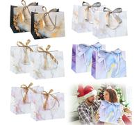 10PCS Gift Bags,Medium Present Bags with Ribbon 25× 20× 12cm Birthday Gift Bags Paper Gift Bag for Wedding,Birthday,Baby Shower,Graduation(Multicolor)