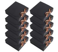 10Pcs Gift Box with Lid & Bow Ribbon 11.5x11.5x5cm Square Shaped Packaging Box Easy Assembly Bridesmaid Proposal Box Kraft Paper Presentation Boxes for Parties, Christmas, Birthday, Wedding