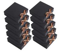 10Pcs Gift Box with Lid & Bow Ribbon 24x24x6cm Square Shaped Packaging Box Easy Assembly Bridesmaid Proposal Box Kraft Paper Presentation Boxes for Parties, Christmas, Birthday, Wedding