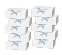 10PCS Gift Boxes with Lids, White Gift Boxes with Ribbon, Bridesmaid Proposal Box for Wedding Birthday Festival Christmas Party Present Packaging, 6.50×6.50×1.97in