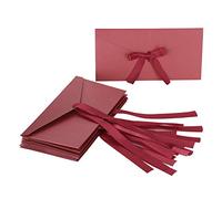 10pcs Gift Card Envelopes with Ribbon Coloured Rectangle Present Envelope Boxes Bow Textured Kraft Greeting Card Envelopes Retro Wedding Party Handmade Invitation for Birthday Wedding Festival Card