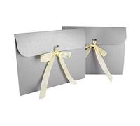 10Pcs Gift Envelopes Gift Card Envelope Bow Ribbon Greeting Cards Holder Large Gift Invitations Flat Present Box for Vouchers Christmas Birthday Wedding Thanksgiving Letter Accessories 24×18.5×0.7cm