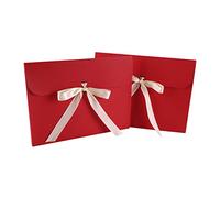 10Pcs Gift Envelopes Gift Card Envelope Bow Ribbon Greeting Cards Holder Large Gift Invitations Flat Present Box for Vouchers Christmas Birthday Wedding Thanksgiving Letter Accessories 24×18.5×0.7cm