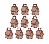 10pcs Gingerbread Cookie Bag Christmas Season Party Favor Boxes Large | Storage for Cookies Candies and Treats, Portable Handle Design, Charming Gingerbread House Style, Brown