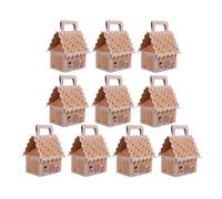 10pcs Gingerbread House Bakery Boxes Paper with Handle Christmas | White Display-ready Pack for Cookies and Baked Goods, Handy for Teachers, Bakers, Party Favor Packing