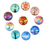 10pcs Glass Cabochons Tree of Life Charms for Jewelry Making DIY Accessories Easy to Stick for Bracelets Earrings and Crafts
