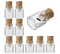 10Pcs Glass Message Bottle USB Drive Set - 16GB 32GB 64GB 128GB USB 2.0 Thumb Drive with Wooden Stopper, Creative Digital Storage Gift & Promotional Item by DISKIAPLUS (32, GB)
