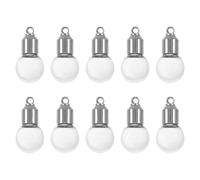 10pcs Glass Vial Pendant Wishing Bottles with Lid, Mini Tiny Charms | DIY Drift Bottles, Fill with Sand and Wish Paper, Silver Glass for Travel Honeymoon Keepsakes