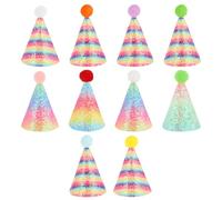 10pcs Glitter Mini Pet Party Hats, Multi-color Dog Party Hats with Sequins, Cute Cat Birthday Hat, Adjustable Stuffed Animals Birthday Party Holiday Hat for Kittens Rabbits Dogs Small Animals Friends