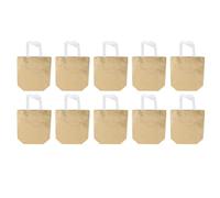 10pcs Glossy Iridescent Reusable Gift Bags, Non-woven Goodie Bag Bulk with Black Handles Sturdy Base, Medium Size Goodie Bags for Birthday, Wedding, Easter, Holiday (Gold)
