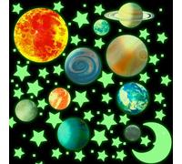 10pcs Glow in The Dark Stars Solar System Wall Stickers, Luminous Planets and Stars Wall Decals Space Ceiling Decor for Bedroom Boys Girls Kids Baby Nursery Decoration
