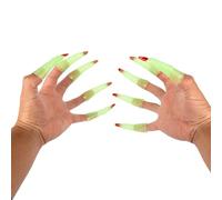 10pcs Glow in the Dark Witch Fingers - Luminous Witches Claw Fingernails for Halloween Costumes, Party Decorations & Spooky Cosplay Accessories