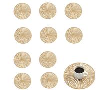 10Pcs Gold Coasters Set of 6, Elegant Glass Coasters with Intricate Cutout Design, 10 cm Diameter, Perfect for Home and Office Use, Beer Mats for Home Bar