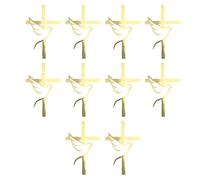 10pcs Gold Crossed Doves Cake Toppers Religious Insert Decoration for Baptisms Celebration and Event Spiritual Celebration Decoration
