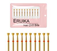 10pcs Gold Diamond Cuticle Nail Drill Bits Set (3mm Inverted Cone Bit, Fine)