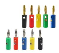 10PCS Gold Nickel Plated Banana Speaker Screw Male Audio Connectors Pugs 4mm(Gold Plated Black)