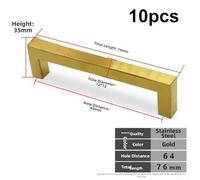10PCS Gold Stainless Steel Square Handles for Kitchen Cabinet and Drawer Upgrade with Brushed Brass, Screws Provided (12 * 12 * 50mm)