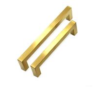 10PCS Gold Stainless Steel Square Handles for Kitchen Cabinet and Drawer Upgrade with Brushed Brass, Screws Provided (12 * 12 * 128mm)