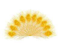 10pcs Gold Yellow 10-12inch Peacock Feathers for Craft Feather Mask Making Decoration