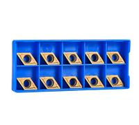 Oumefar 10pcs Golden CNC Carbide Turning Inserts Cutters, Superior Performance - for Milling Lathe Tool Turning Machine DCMT11T304-HM YBC251 for Semi-Finishing Metal Cutting