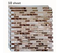 10pcs Golden Mosaic 3D Self-Adhesive Wall Tiles, Heat Resistant and Peelable Kitchen Backsplash Tiles, Waterproof Bathroom Wall Tile Stickers (10pcs 12x12 inch Golden Mosaic)