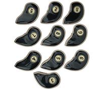 10Pcs Golf Iron Head Cover Set, PU Golf Club Protector for Right Hand Irons 3-9, A, SW, PW, Numbered Embroidered Covers with Hook & Loop Closure, Black or Red (Black)