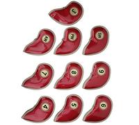10Pcs Golf Iron Head Cover Set, PU Golf Club Protector for Right Hand Irons 3-9, A, SW, PW, Numbered Embroidered Covers with Hook & Loop Closure, Black or Red (Red)
