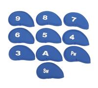 10Pcs Golf Iron Head Cover Set with Clear Numbers 3 4 5 6 7 8 9 A PW SW, Soft OK Cloth Protective Golf Club Covers for Irons, Lightweight and Portable for Travel or Practice (Blue)