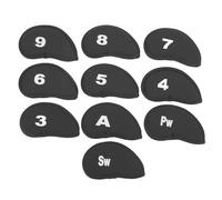 10Pcs Golf Iron Head Cover Set with Clear Numbers, Soft Protective Golf Club Iron Covers Made of OK Cloth for Easy Identification and Scratch Protection (Black)