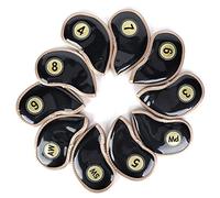 10Pcs Golf Iron Head Covers, Golf Club Iron Cover Set, Waterproof PU Protective Sleeve with Numbered Labels and Zipper, for Right and Left Handed Golfers, Includes 3-9