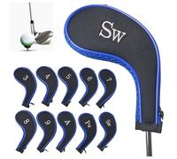 10Pcs Golf Iron Head Covers, Waterproof Golf Club Head Covers with Zipper and Embroidered Numbers, Club Heads Protector, BlueGolf Iron