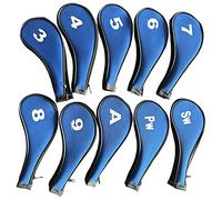 10Pcs Golf Iron Headcover Set Golf Club Head Cover Putter for Outdoor Sports Black and Blue Side, 21x16x7cm