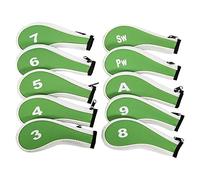 10Pcs Golf Iron Headcover Set Golf Club Head Cover Putter for Outdoor Sports Green and White, 21x16x7cm