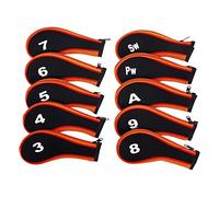 10Pcs Golf Iron Headcover Set Golf Club Head Cover Putter for Outdoor Sports Orange and Black, 21x16x7cm