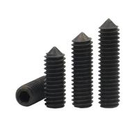 10pcs Grade 12.9 Black Carbon Steel M2.5 M3 M4 M5 M6 M8 M10 Hexagon Socket Cone Point Grub Set Screw DIN914(4mm,M5 (10pcs))