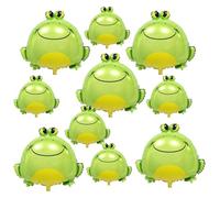 10PCS Green Frog Foil Balloons Large Inflatable Air Cute Frog Mylar Balloon for Bby Shower Insect Animal Themed Party Birthday Decoration Supplies