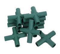 10pcs Green Greenhouse Pipe Cross Connectors 16mm Plastic | Four-way couplers for poles and water pipes, weather-resistant build, easy to fit, for garden frames and irrigation layouts