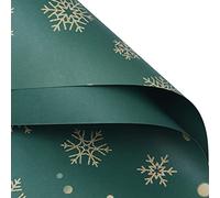 10Pcs Green Kraft Paper Roll With Snowflake Pattern, Double-Sided Colour Prints Gift Wrapping Paper, for Birthday Xmas Wedding Decorations