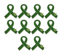 10pcs Green Ribbon Brooch Pin Set for Charity Events and Campaigns