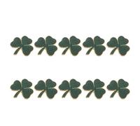 10pcs Green Shamrock Brooch Pin Elegant Enamel Lapel Accessory | Zinc Alloy, Polished Finish, Reusable Accent, for Bags, Berets and St Patrick's Day
