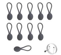 10PCS Grey Magnetic Cable Ties Reusable Silicone Cable Organisers Flexibly Bent Magnetic Cable Clips Cord Organiser Magnet Twist Tie Wraps for Organizing Bundling Wires Earphone Cable Cords Charger