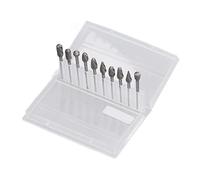 10PCS Grinding Bits Rotary Burr Set, Carbide Tungsten Steel Engraving Tool, Double Cut Grinder Bits for Metal Wood Carving, with Plastic Box for DIY Crafting and Professional Use