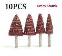 10PCS Grinding Head Sandpaper Flap Wheels 6MM Shank Tapered Cone for Polishing and Grinding Internal Circles and Irregular Positions with Power Tools (25mm)